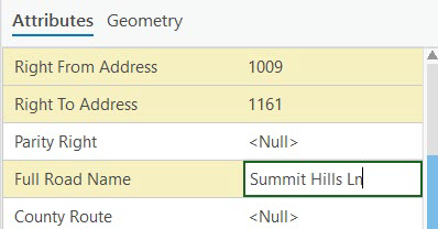 Corrected road name Corrected road name
