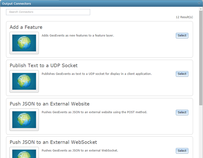 Example output connectors available with the Example output connectors available with the